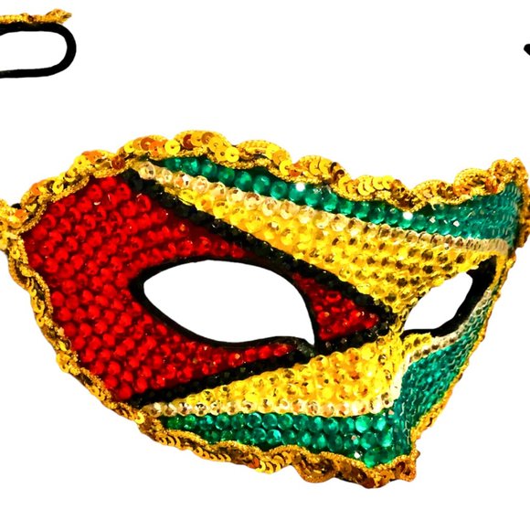 Guyana Masquerade Mask Covered in Crystals and Rhinestones - Picture 4 of 4